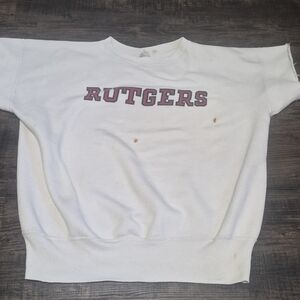 Champion White Kids Sweatshirt with Red Rutgers Logo